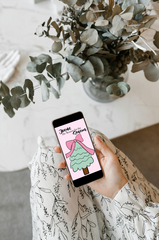 Jesus the Reason for the Season Christmas Digital Wallpaper | Faith-Based Holiday Phone Background