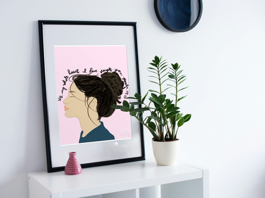 With My Whole Heart I Have Sought You – Psalm 119:10 | Christian Wall Art Print (Unframed, 16x20)