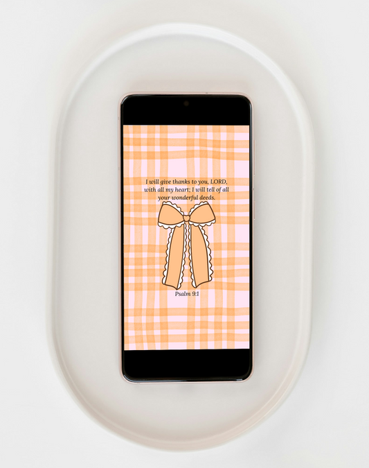 Psalm 9:1 Christian Phone Wallpaper – “I Will Give Thanks to You, Lord” | Faith Plus Her Digital Download