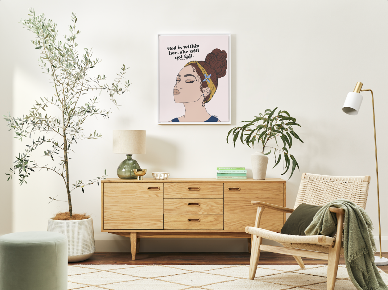 ✨ God is Within Her, She Will Not Fail – Printable Wall Art (Psalm 46:5) ✨