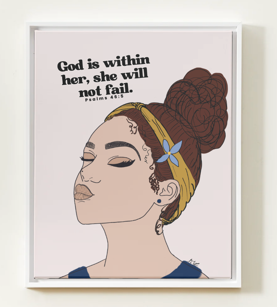 ✨ God is Within Her, She Will Not Fail – Printable Wall Art (Psalm 46:5) ✨