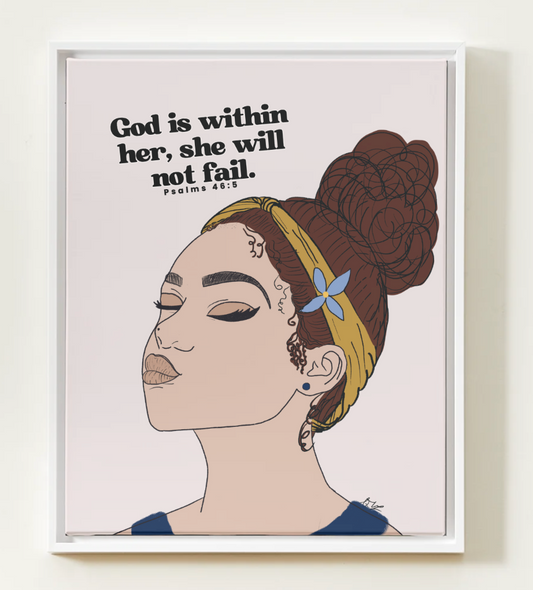 ✨ God is Within Her, She Will Not Fail – Printable Wall Art (Psalm 46:5) ✨